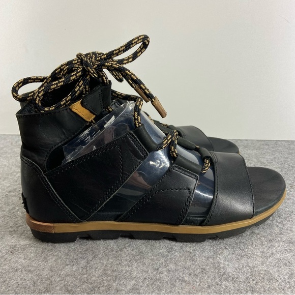 Sorel Torpeda Lace II Sandal Black Buttery Soft Leather Women's Size 8.5 - Picture 5 of 12